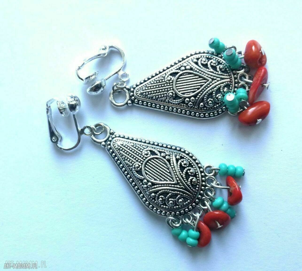 Kolorowe klipsy boho "Lekkie kamyki" 7 cm - ręcznie robione