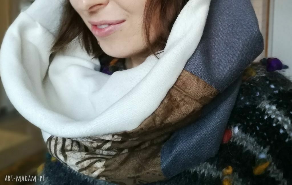 Kolorowy damski patchworkowy komin na podszewce