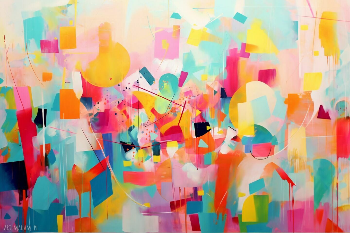 Kolorowy obraz abstrakcyjny do salonu 80x120 cm na płótnie