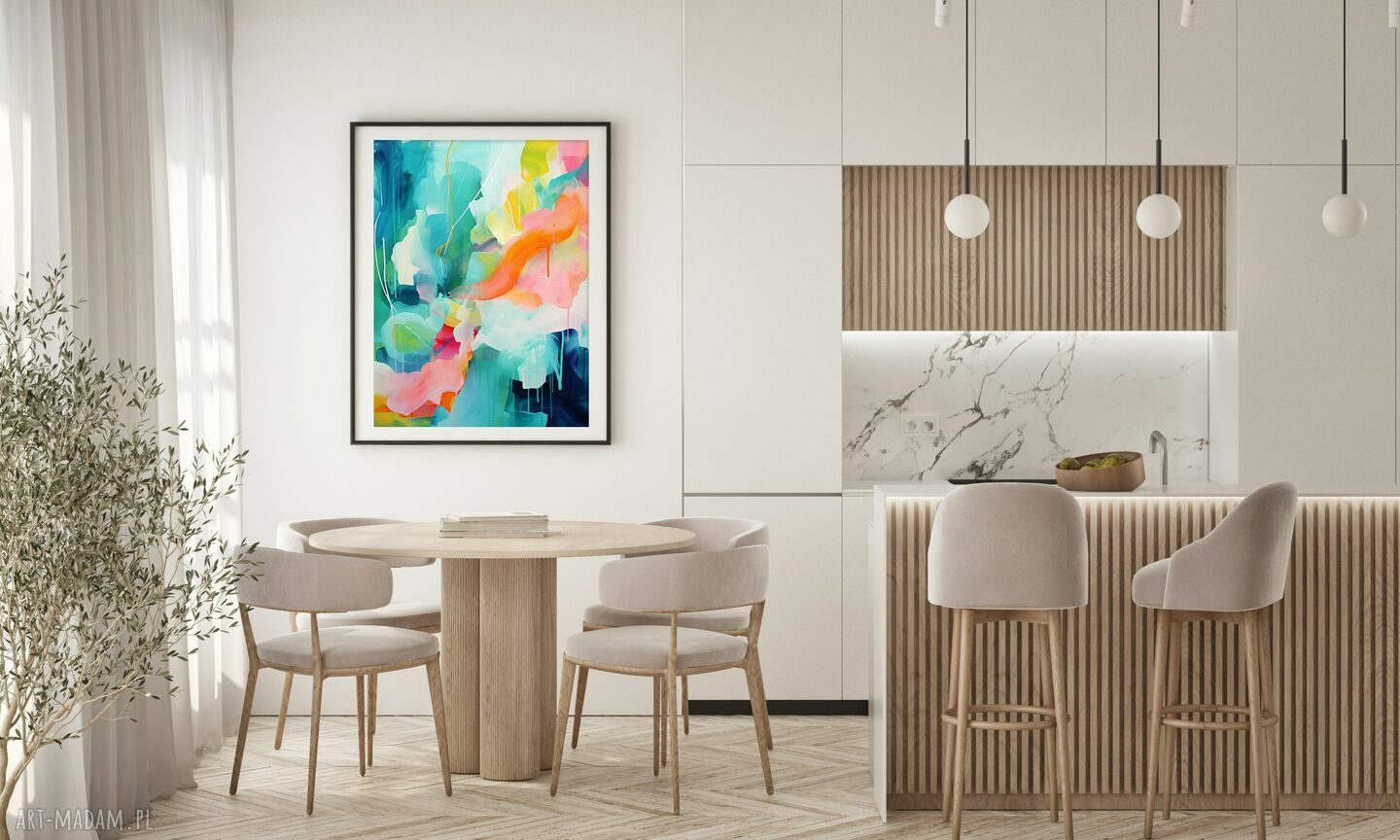 Kolorowy obraz abstrakcyjny - turkusowa abstrakcja 60x80 cm