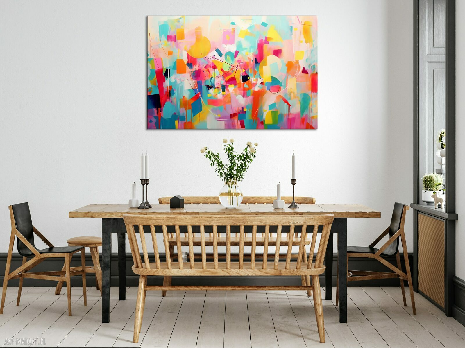 Kolorowy obraz abstrakcyjny do salonu 80x120 cm na płótnie