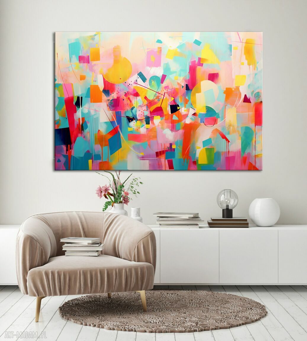 Kolorowy obraz abstrakcyjny 40x60 cm do salonu - wydruk na płótnie
