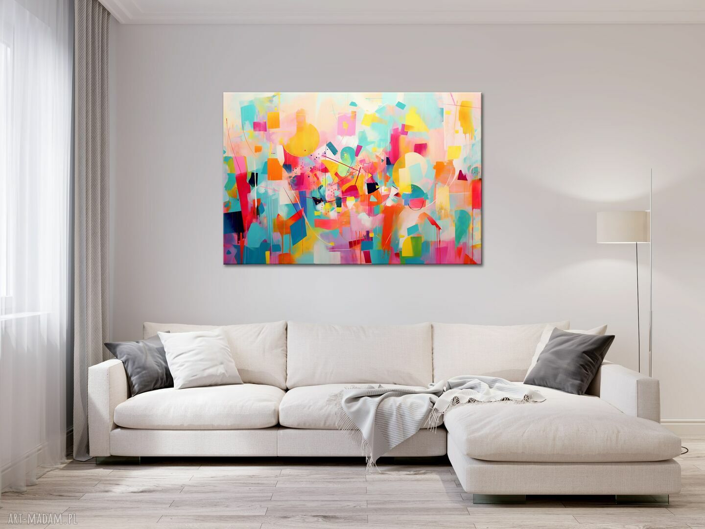 Kolorowy obraz abstrakcyjny 40x60 cm do salonu - wydruk na płótnie