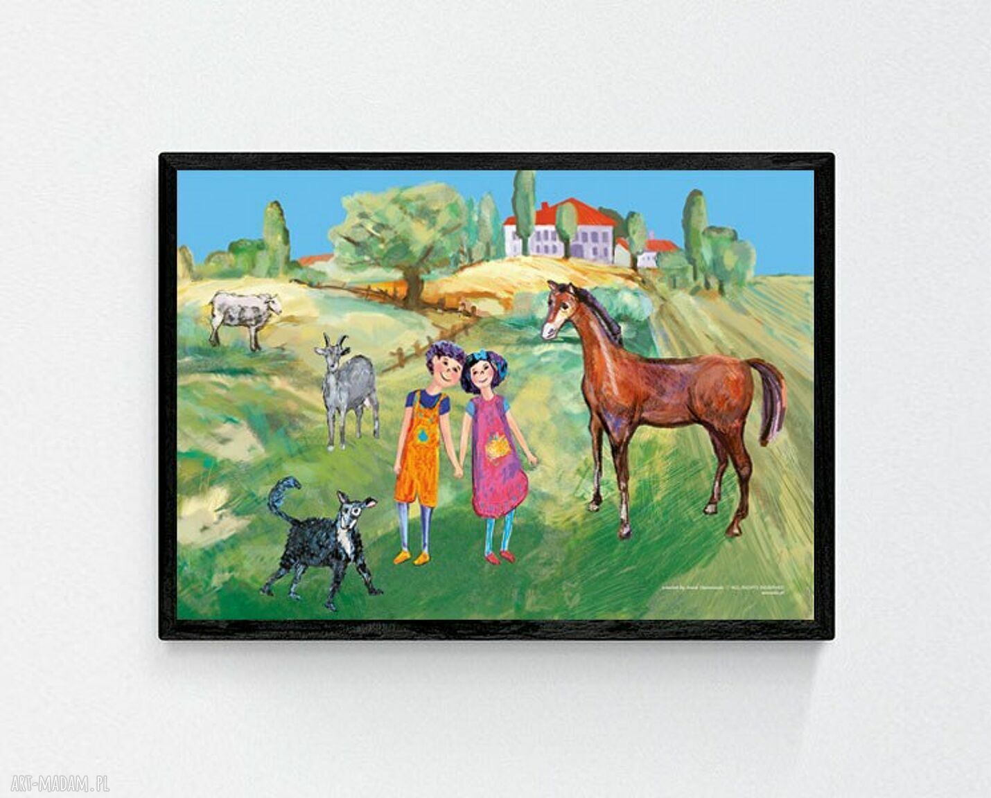 Kolorowy plakat „Wakacje na wsi” 21x30 cm - ilustracja do pokoju dziecka