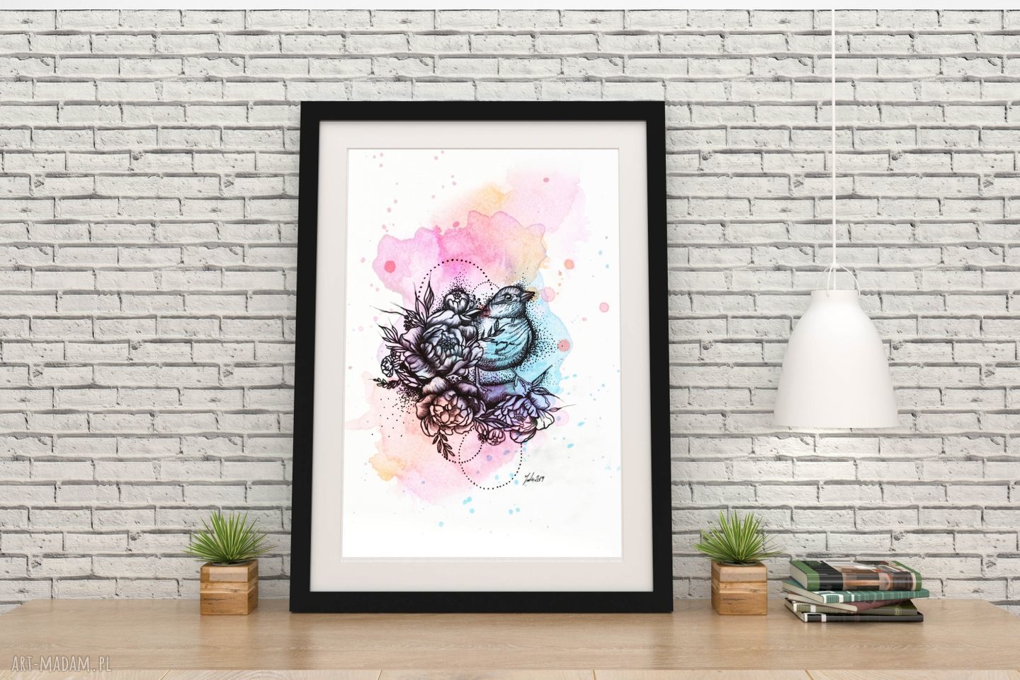 Kolorowy ptak - plakat A3 w stylu skandynawskim