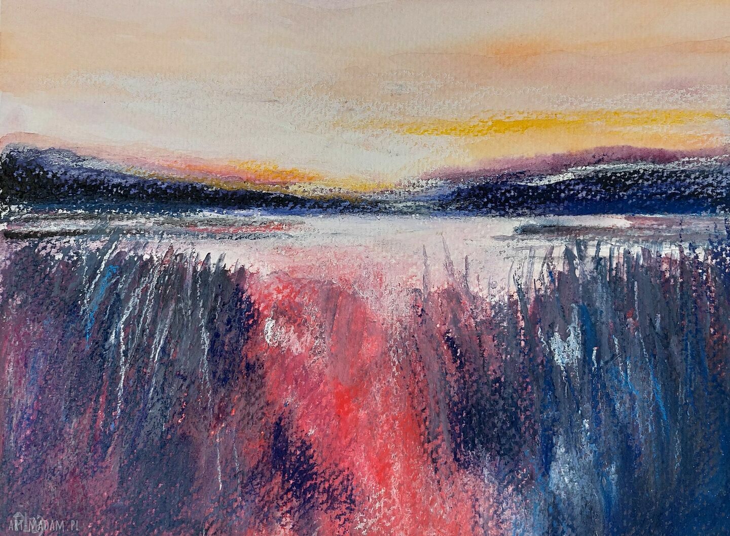 Kolory Czasu - pejzaż akwarela i pastele 24x18 cm
