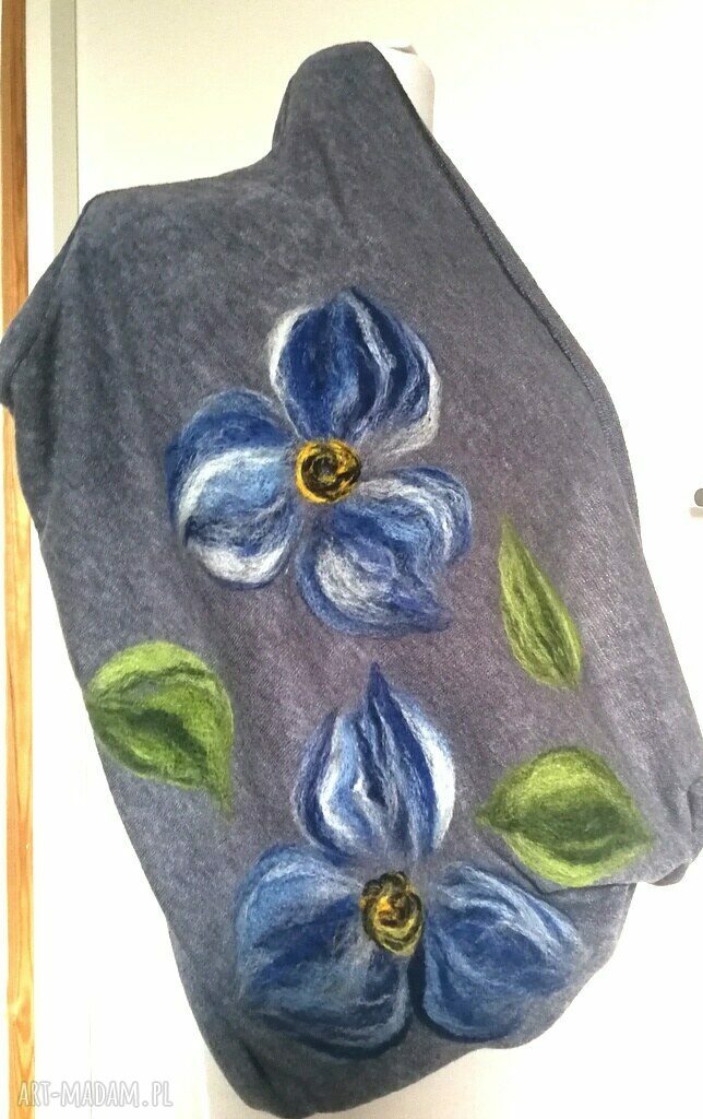Komin wełniany Boho Etno - tuba z merynosów 146 x 58 cm, owijana 2 razy