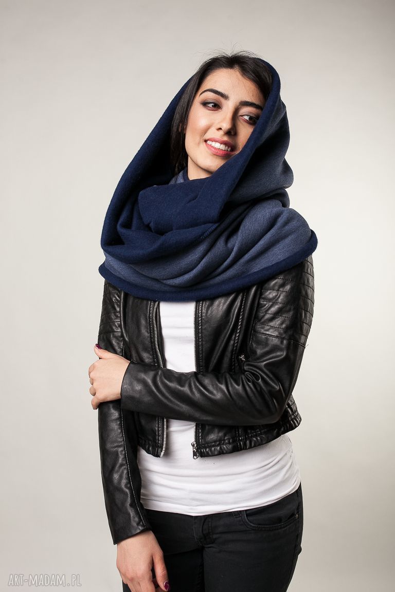 Ciepły komin ciemny jeans handmade Nashani