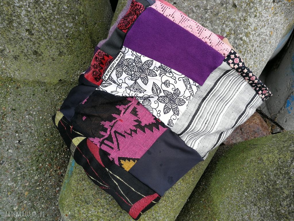 Komin damski patchworkowy boho i folk - ręcznie szyty na podszewce