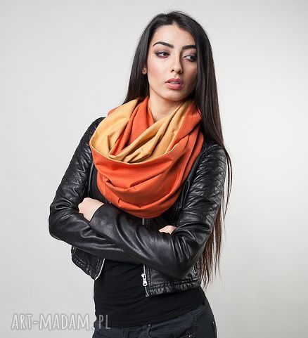 Komin dwustronny rudo-miodowy z eko bawełny - handmade Nashani