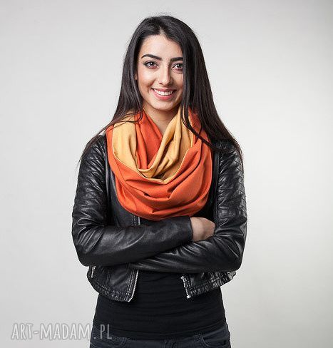 Komin dwustronny rudo miodowy dzianina bawełna miód