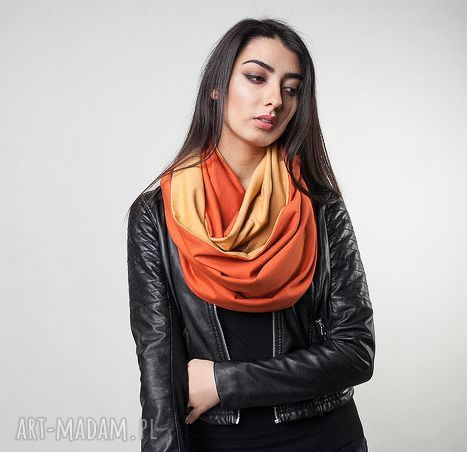 Komin dwustronny rudo-miodowy z eko bawełny - handmade Nashani