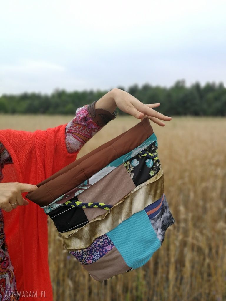 Komin etno boho patchworkowy - ciepły, ręcznie robiony unikat