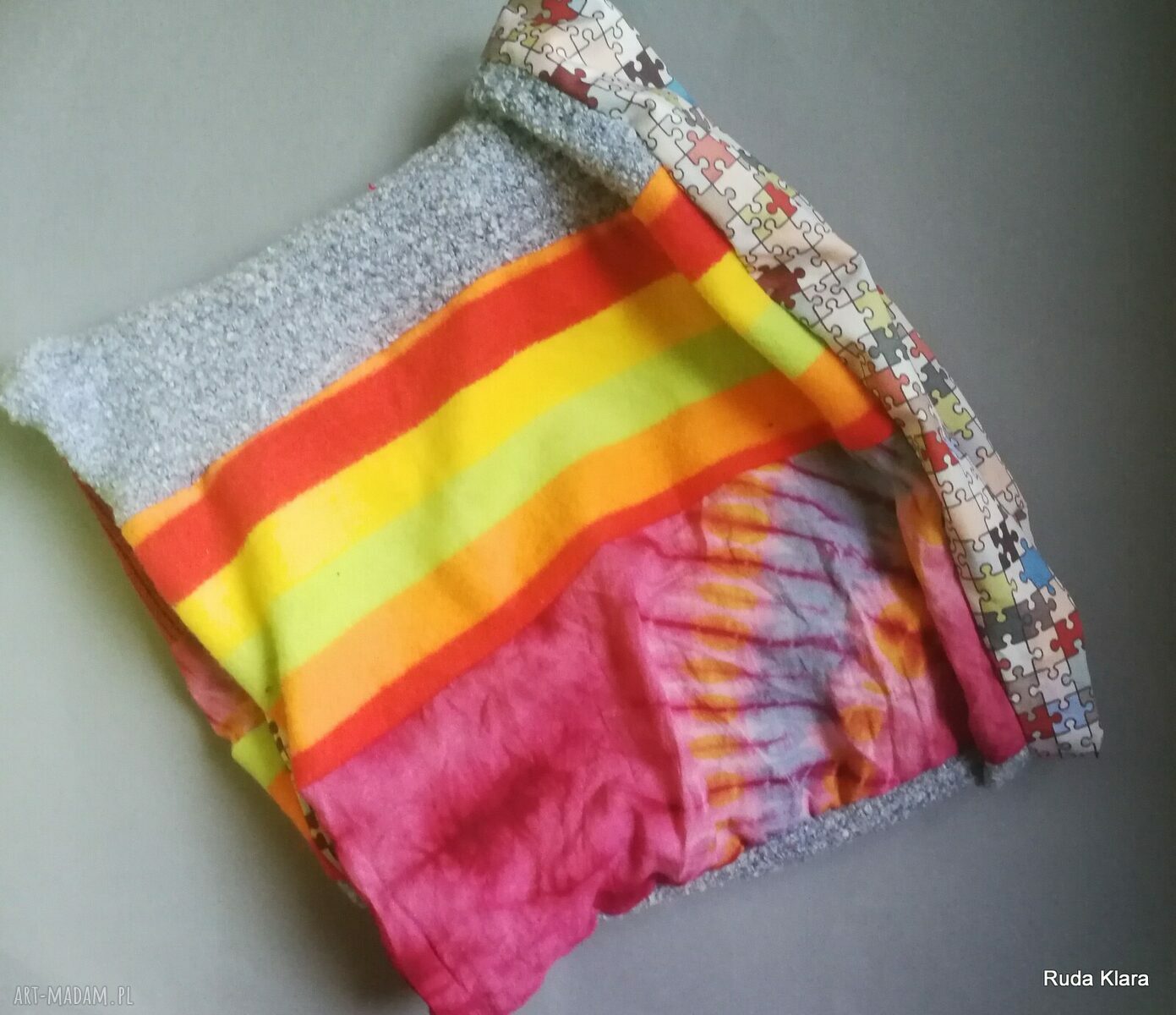 Komin etno boho patchworkowy dla kobiet - kolorowy, ręcznie wykonany