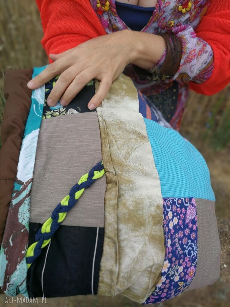 Komin etno boho patchworkowy - ciepły, ręcznie robiony unikat