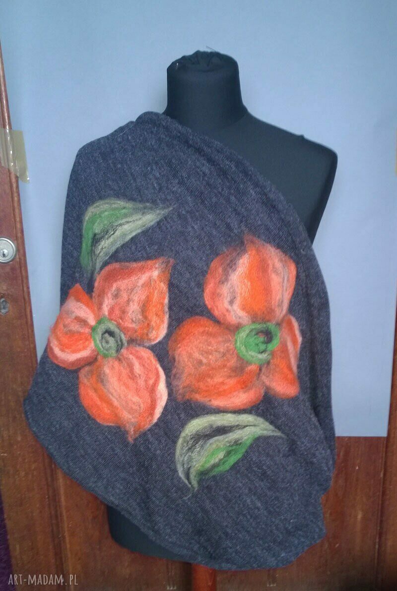 Komin filcowany wełniany - komin-tuba handmade Ruda Klara dla kobiet