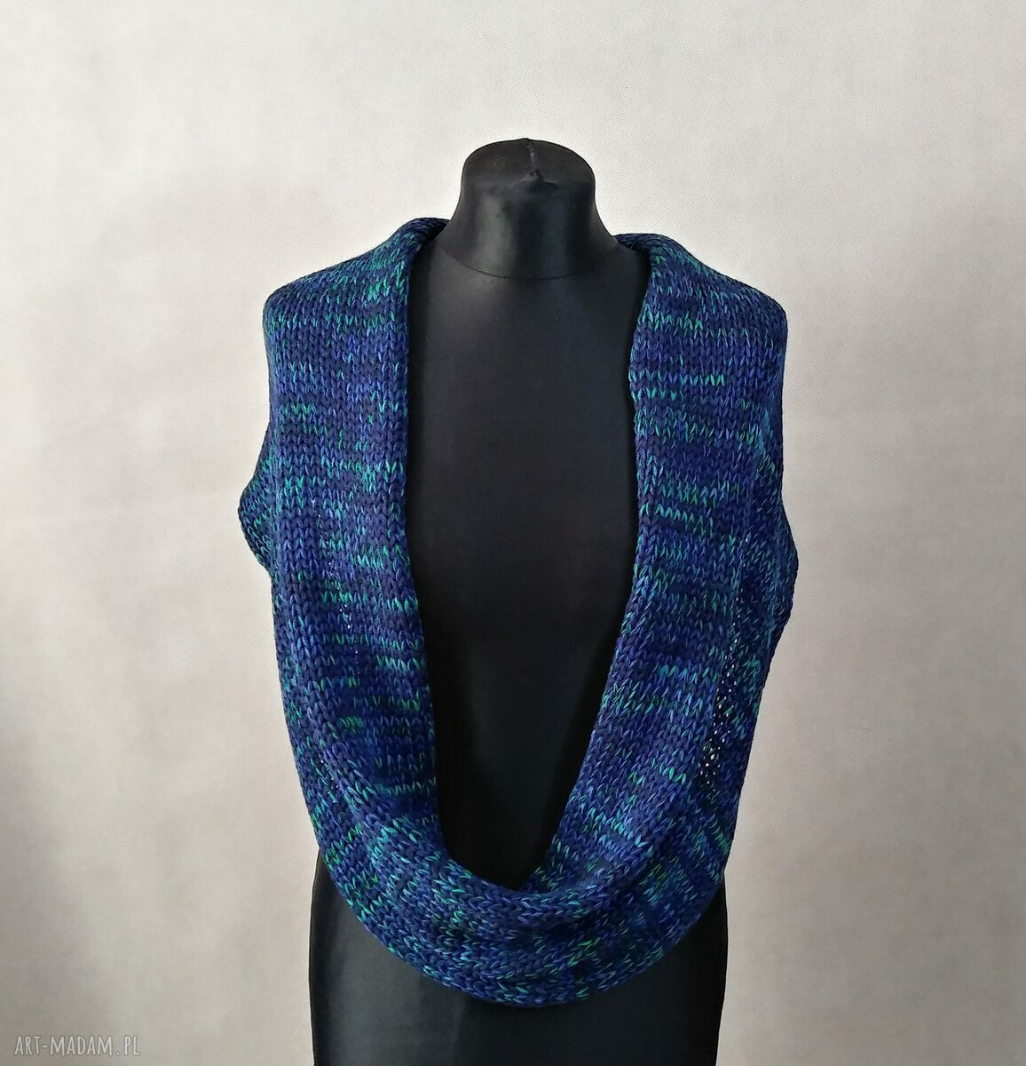 Komin handmade melanż granat turkus szafir