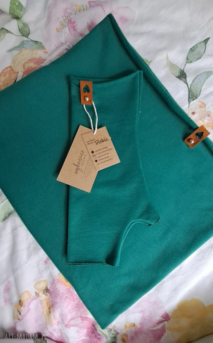 Komin i mitenki handmade - zielony zestaw na jesień i zimę