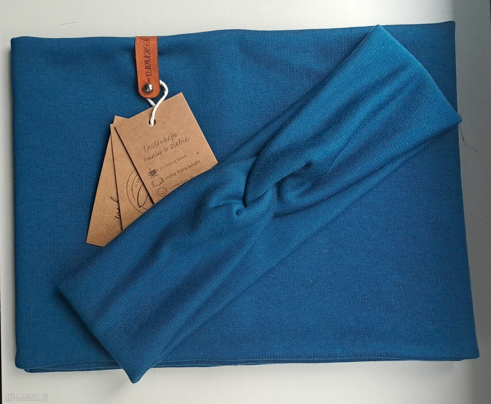 Komin i opaska handmade w kolorze petrol