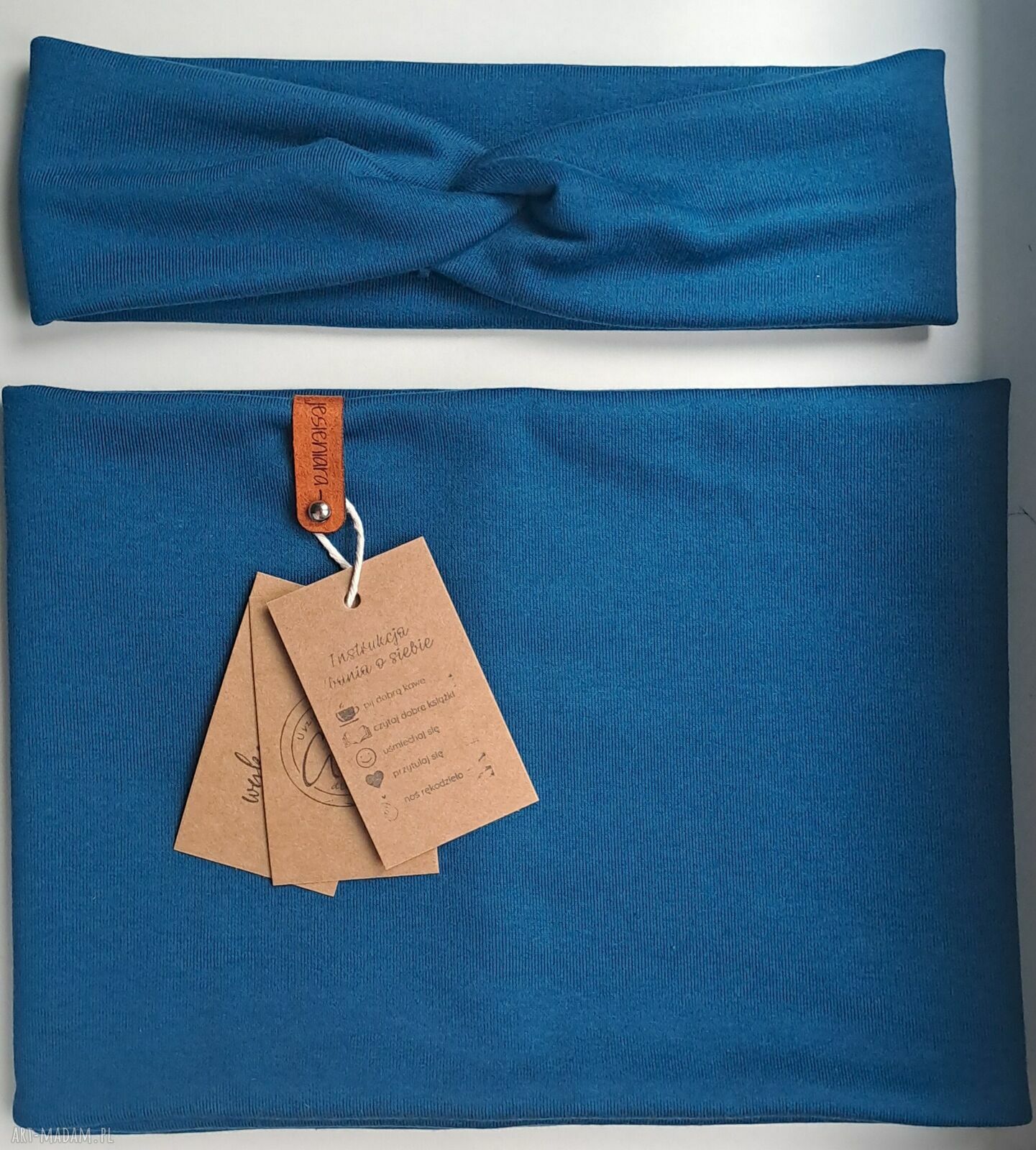 Komin i opaska handmade w kolorze petrol