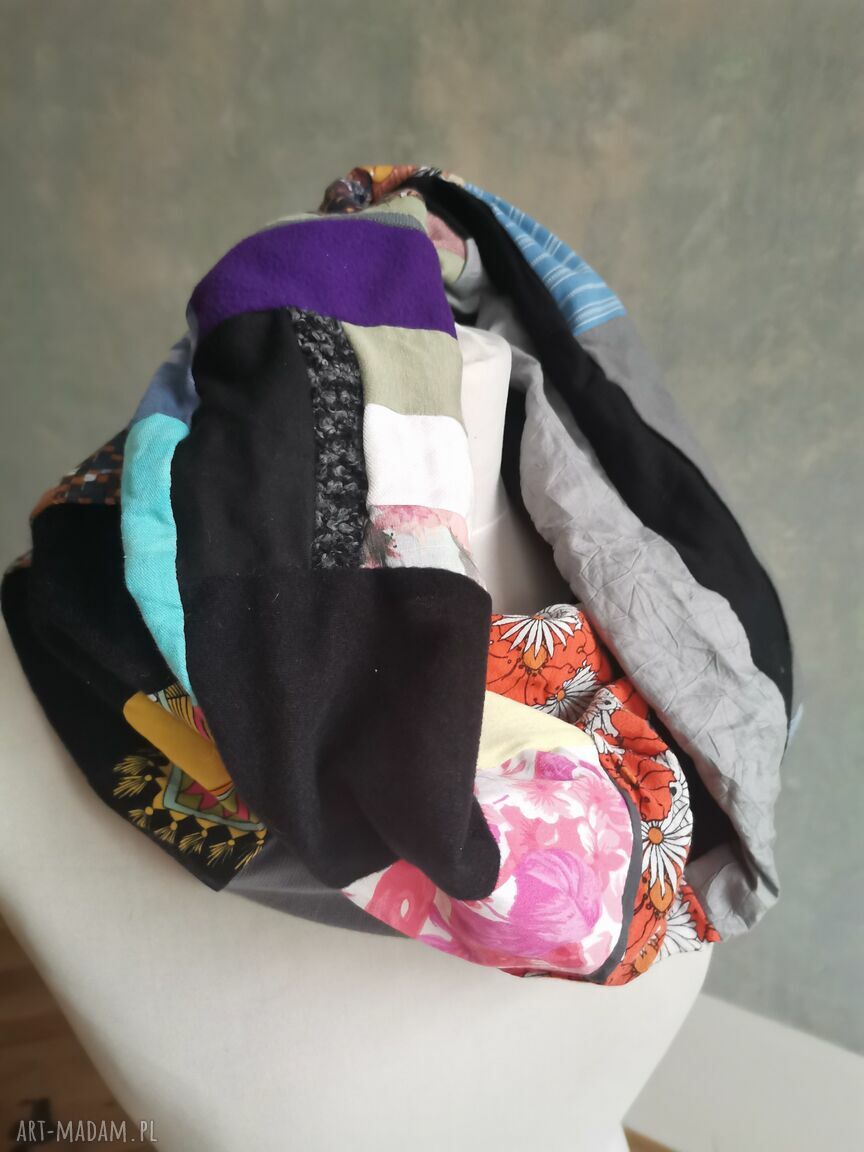 Komin kolorowy patchworkowy etno boho z podszewką (one size)