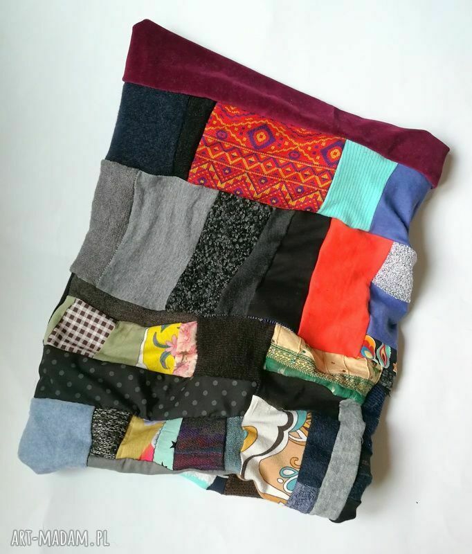 Kolorowy komin patchworkowy boho etno - 49x44 cm