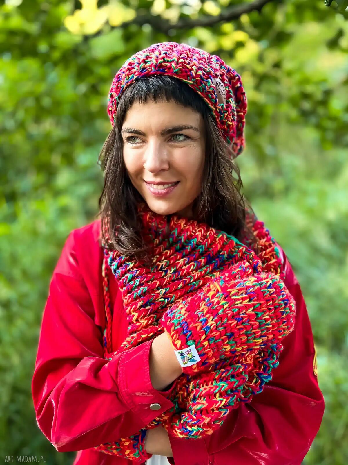 Komin MERINO 50% „Czerwienie” - ręcznie robiony