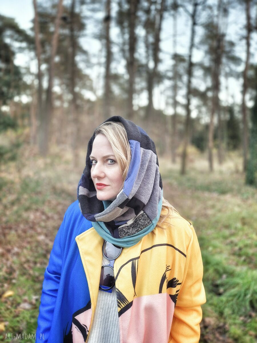 Miękki komin patchworkowy kolorowy unisex - etno boho