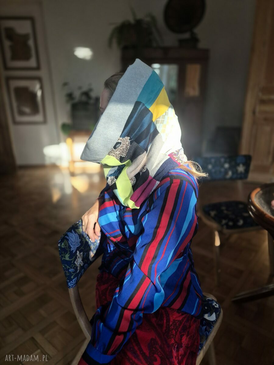Komin miękki kolorowy na podszewce - ciepło na szyi w stylu boho
