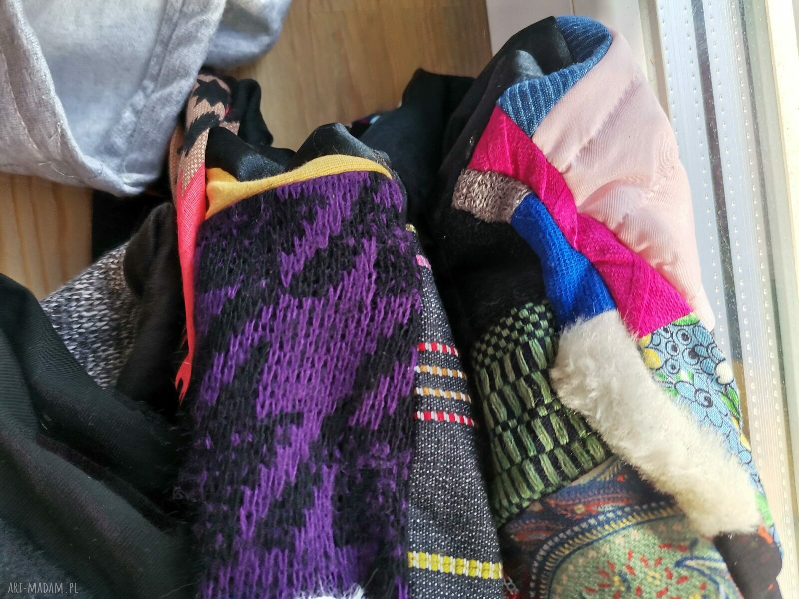 Miękki komin patchworkowy Boho Etno Frida z frędzlami
