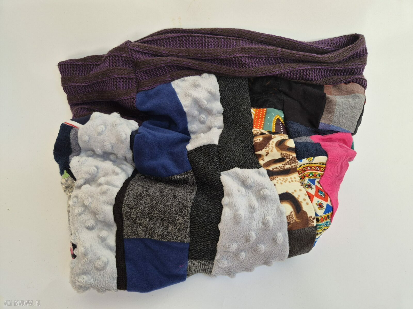 Komin miękki patchworkowy kolorowy box A1 - oversize etno dla kobiet