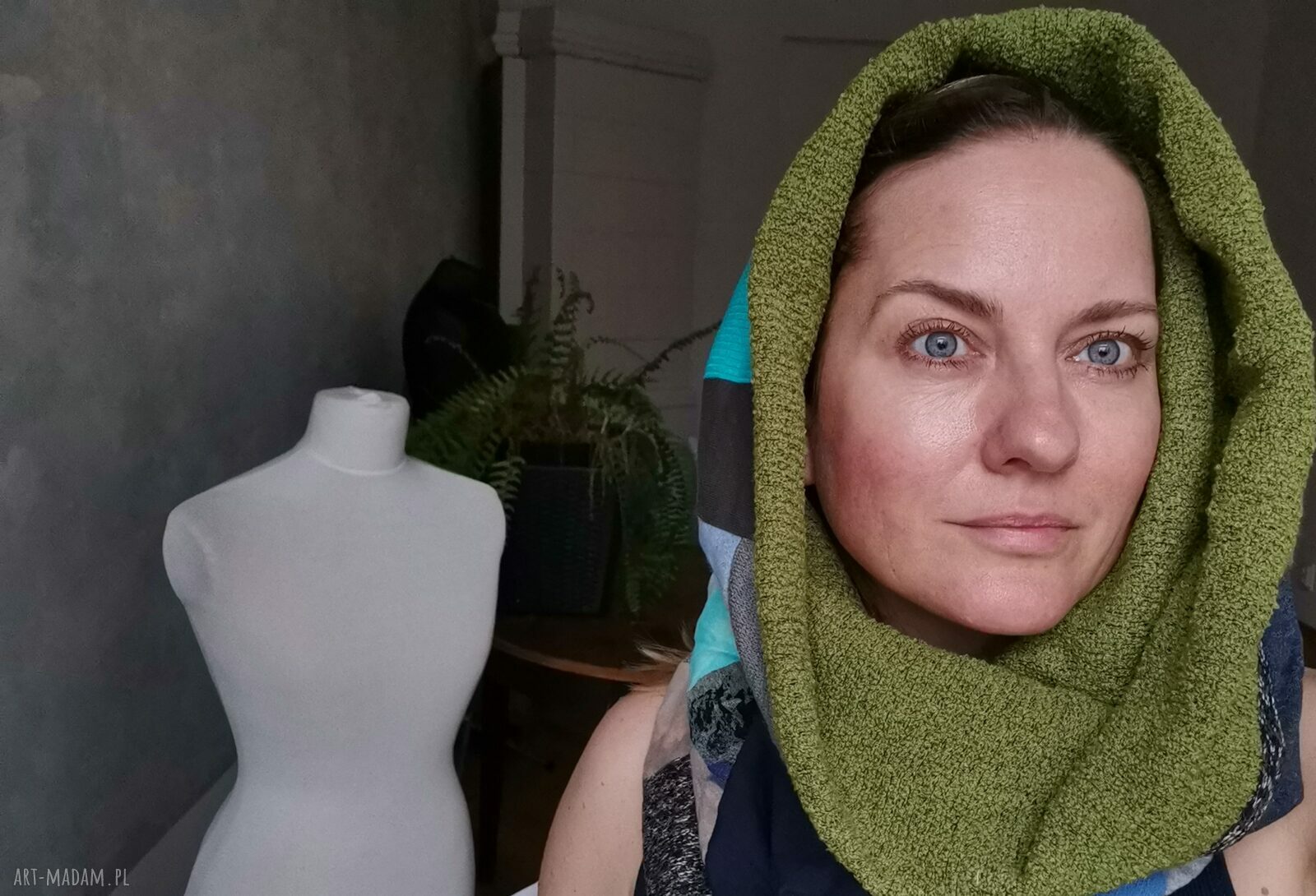 Komin patchworkowy ciepły zimowy damski boho etno - Ruda Klara