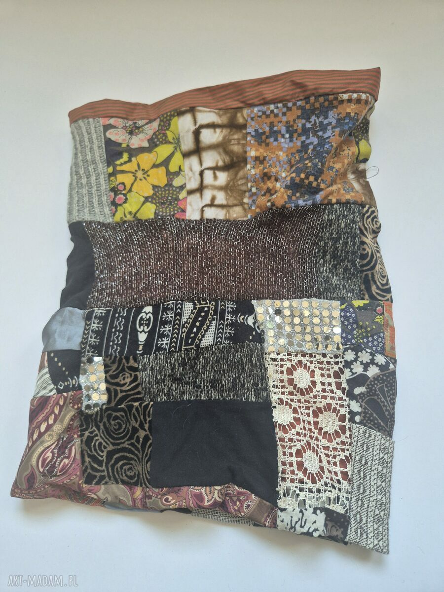Miękki kolorowy komin patchworkowy damski - rozmiar 33 cm x 47 cm