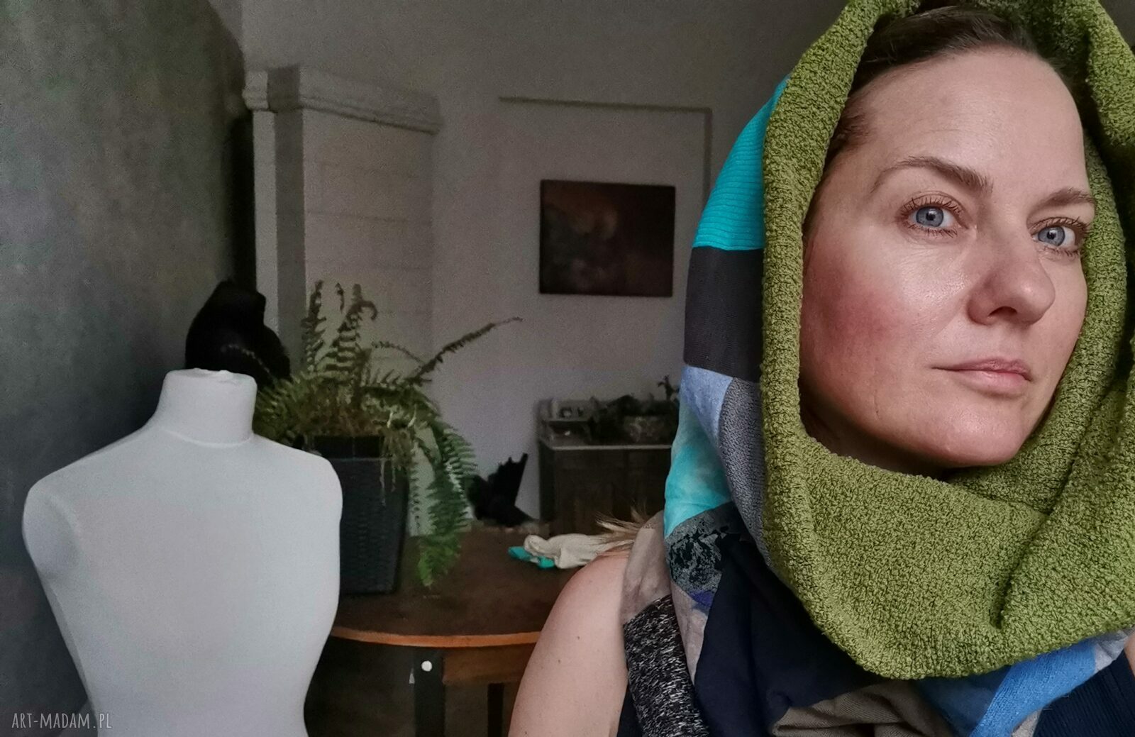 Komin patchworkowy ciepły zimowy damski boho etno - Ruda Klara