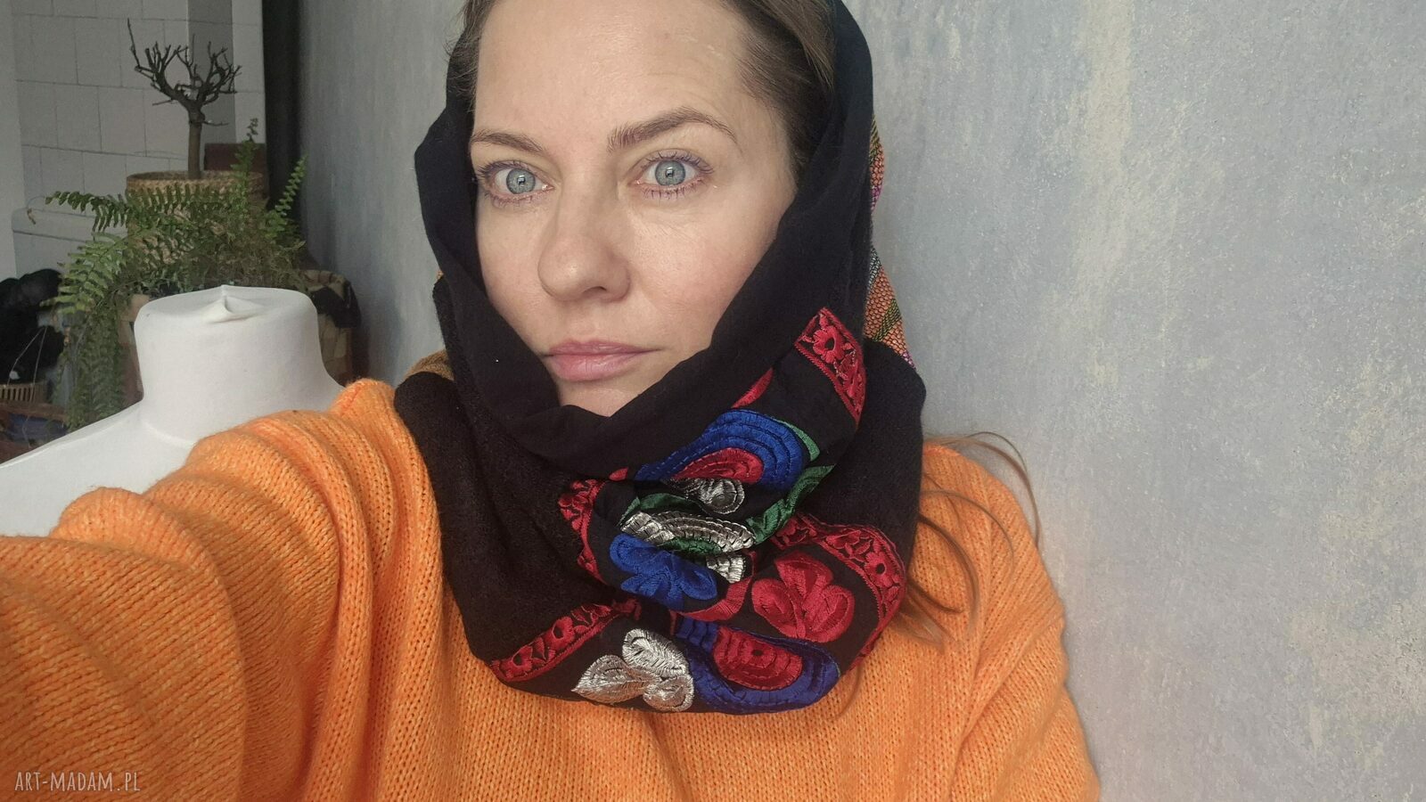 Miękki komin patchworkowy kolorowy boho - uniwersalny 39x36 cm