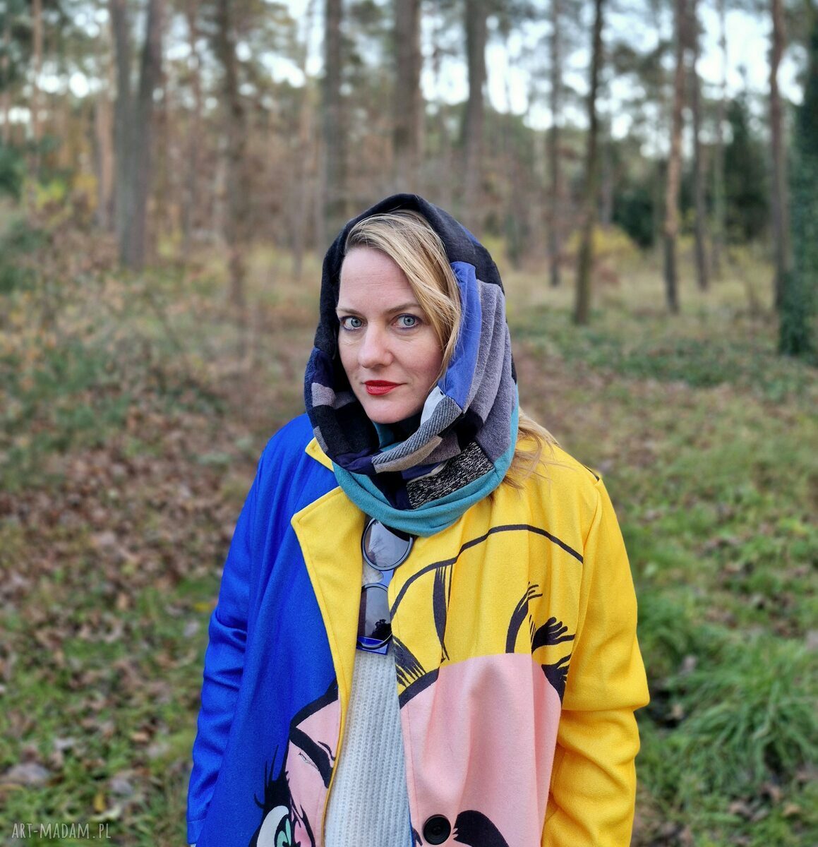 Miękki komin patchworkowy kolorowy unisex - etno boho