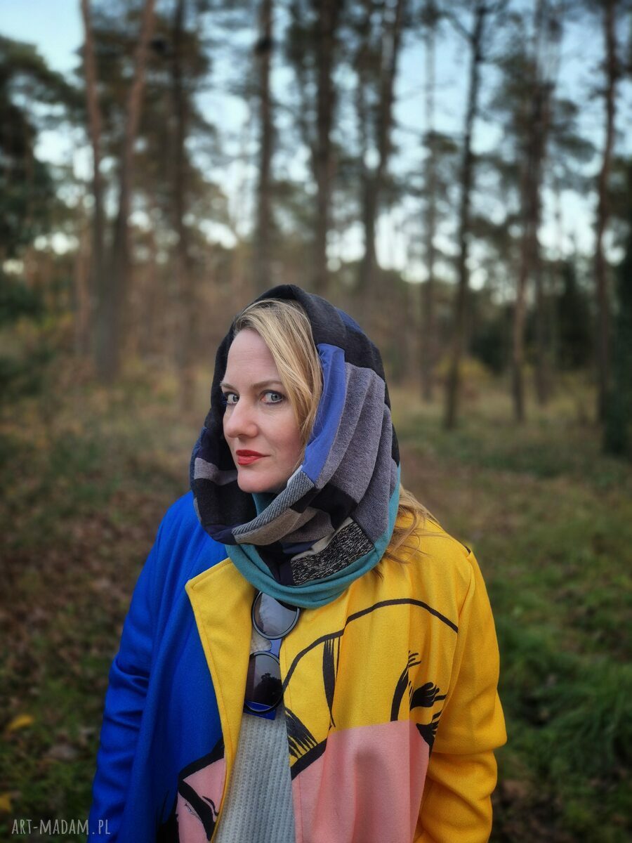 Miękki komin patchworkowy kolorowy unisex - etno boho