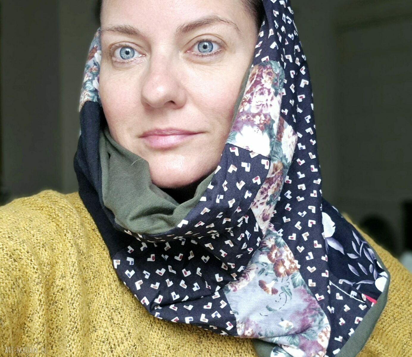 Komin damski patchworkowy - kolorowy, miękki i w stylu boho