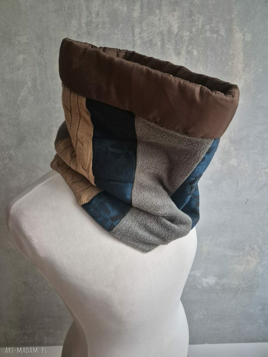 Komin miękki patchworkowy kolorowy, damski uniwersalny 39x36 cm