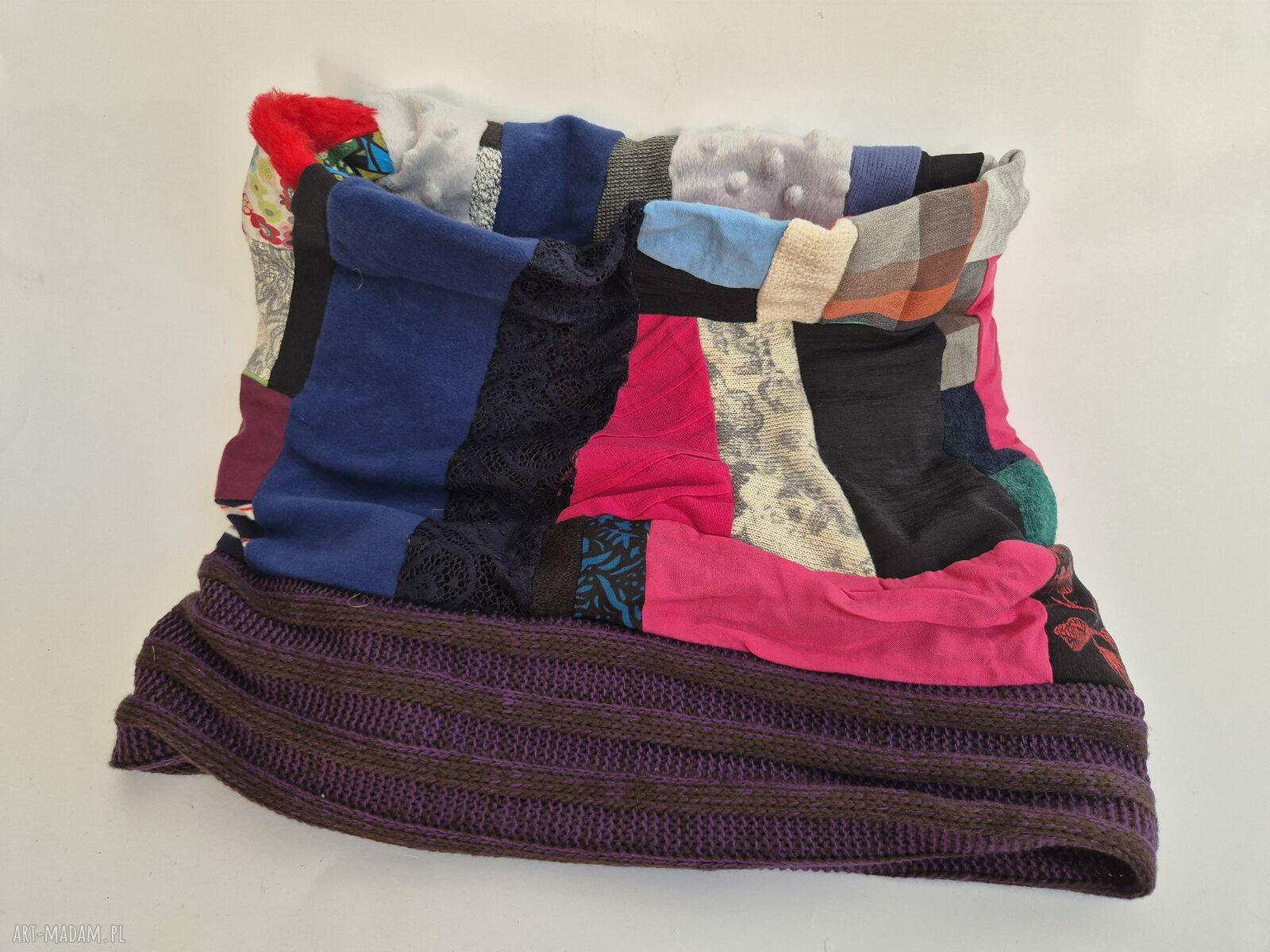 Komin miękki patchworkowy kolorowy box A1 - oversize etno dla kobiet