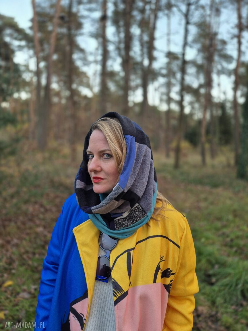 Miękki komin patchworkowy kolorowy unisex - etno boho