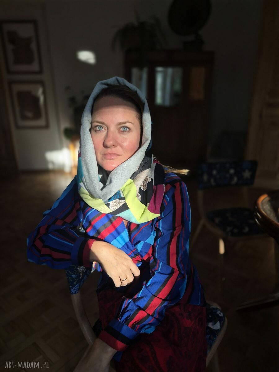 Komin miękki kolorowy na podszewce - ciepło na szyi w stylu boho