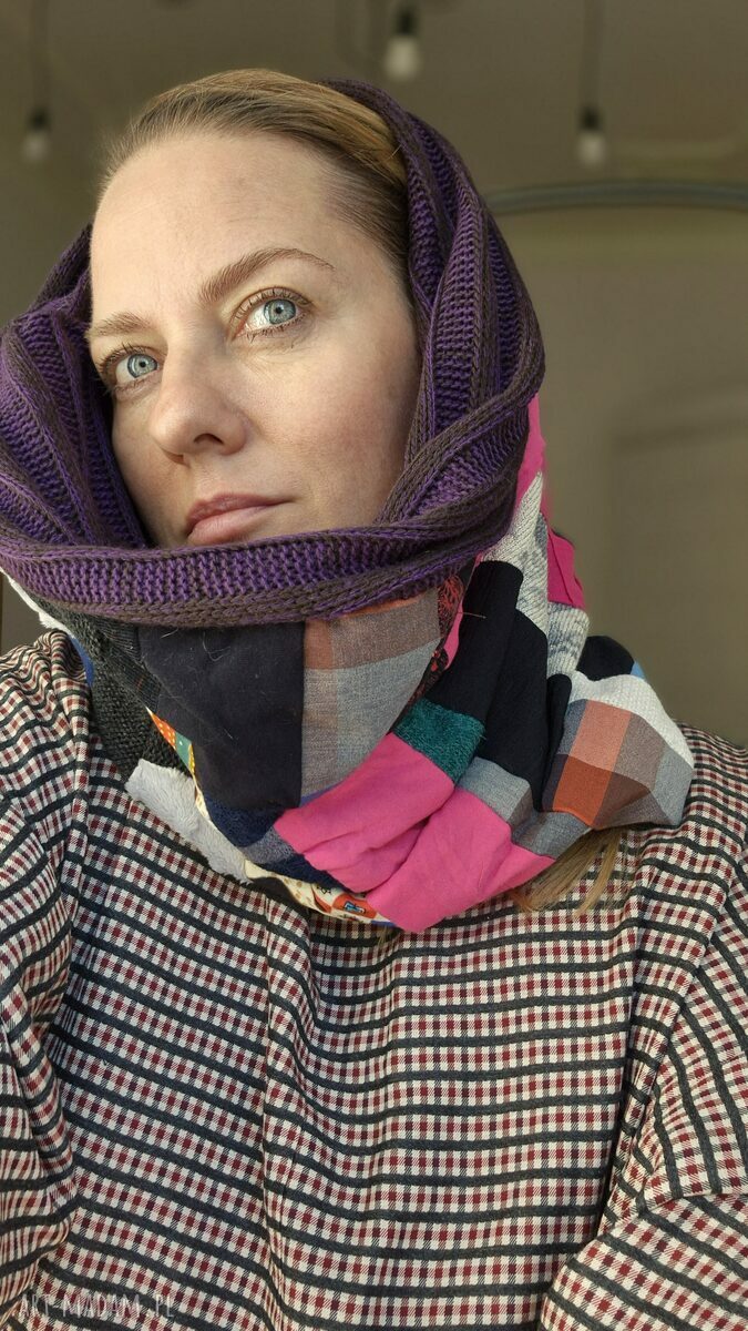 Komin miękki patchworkowy kolorowy box A1 - oversize etno dla kobiet