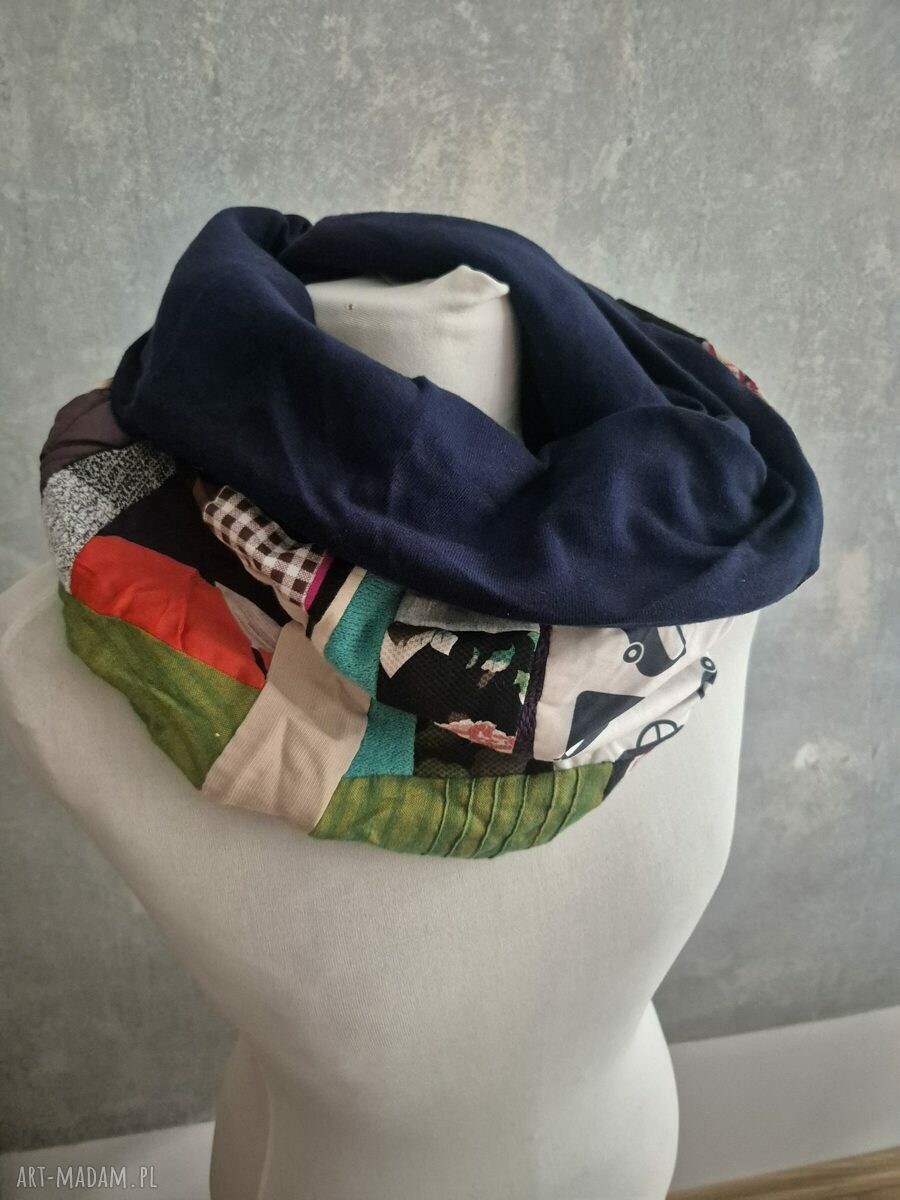 Komin miękki patchworkowy kolorowy - uniwersalny damski handmade