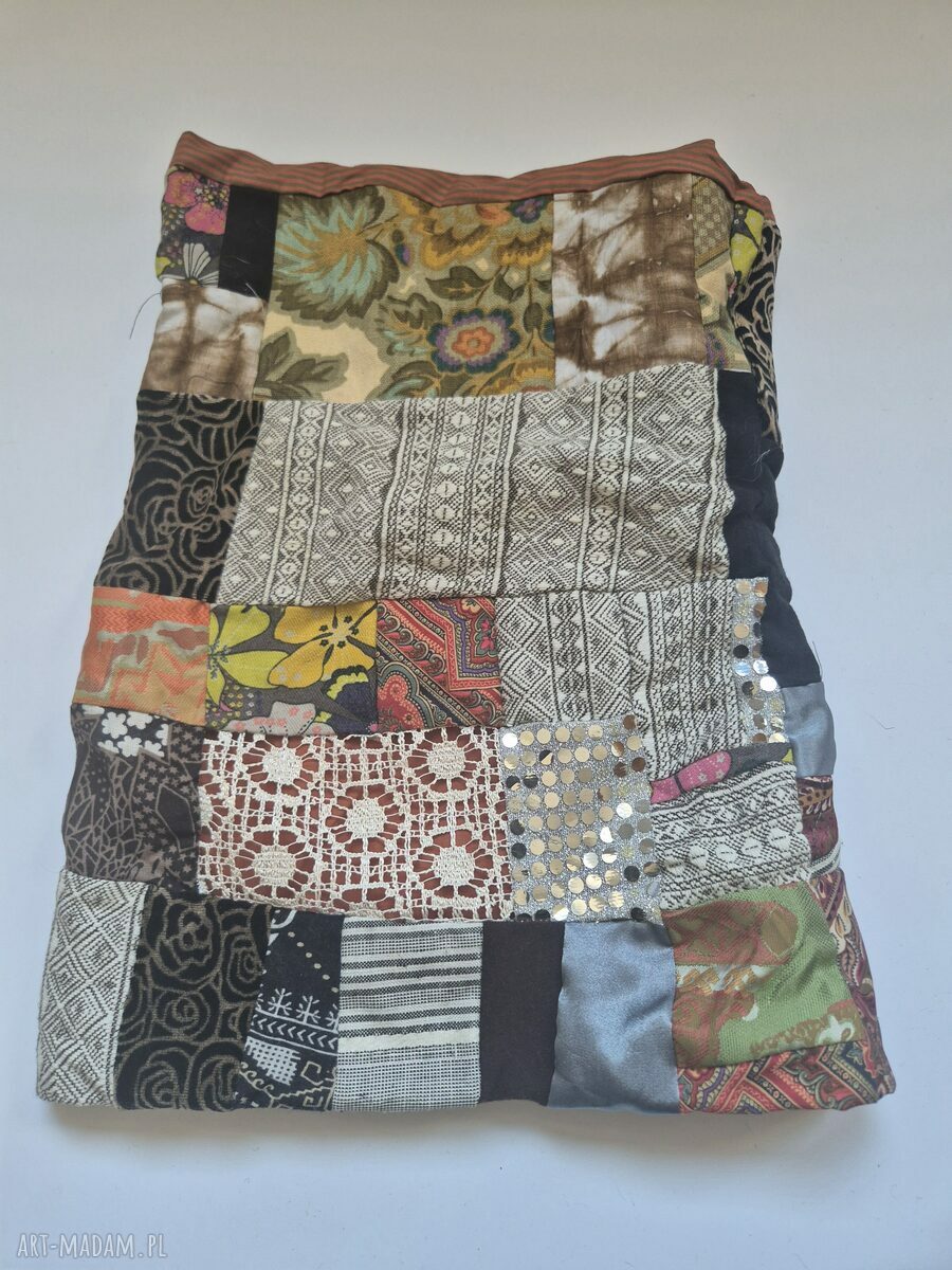 Miękki kolorowy komin patchworkowy damski - rozmiar 33 cm x 47 cm