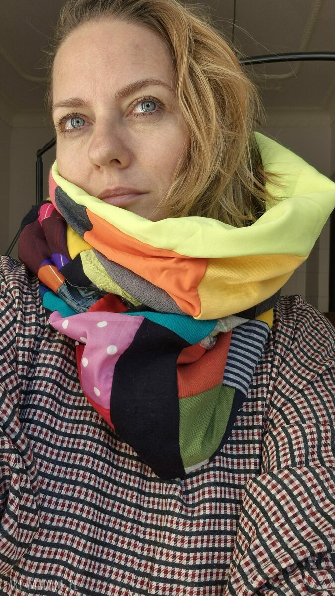 Komin miękki patchworkowy kolorowy Box A1 - oversize etno boho (handmade)