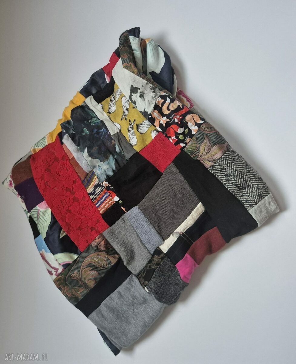 Kolorowy komin patchworkowy damski Folk 45x47 cm - miękki handmade