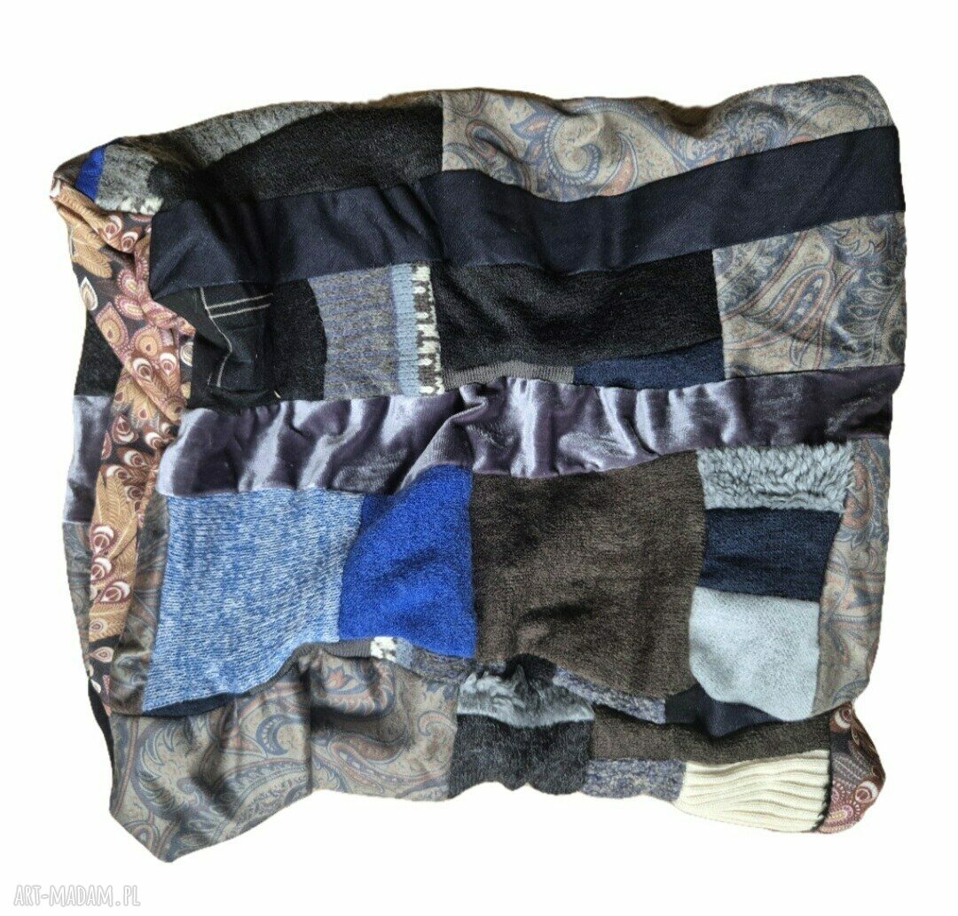 Kolorowy komin patchworkowy damski - miękki i uniwersalny (39 x 36 cm)