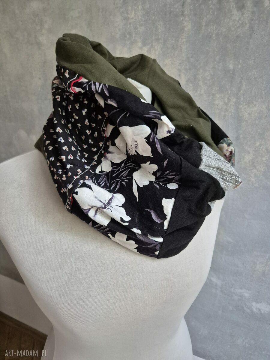 Komin damski patchworkowy - kolorowy, miękki i w stylu boho