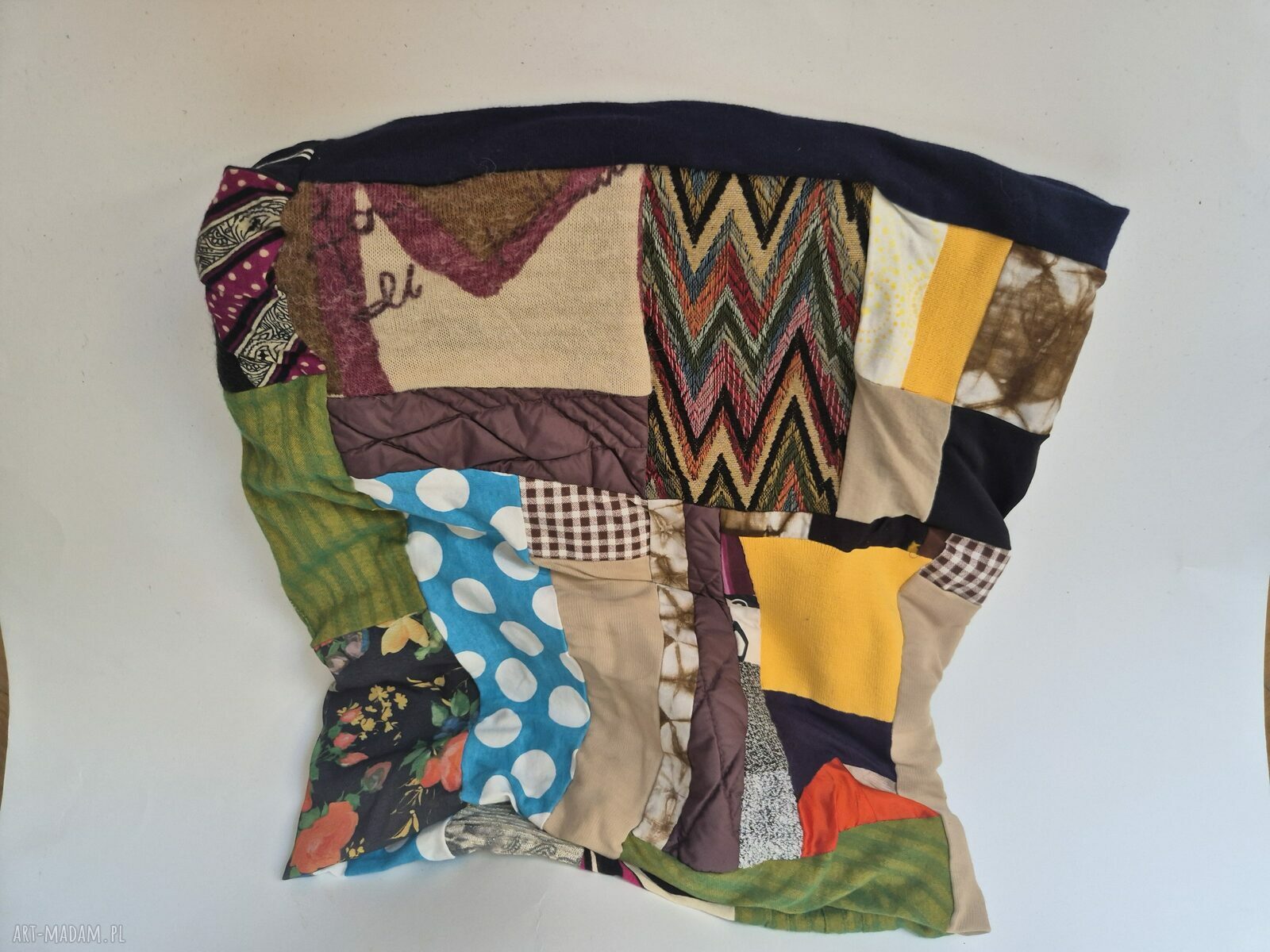 Komin miękki patchworkowy kolorowy damski uniwersalny 39 x 36 cm